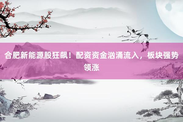 合肥新能源股狂飙！配资资金汹涌流入，板块强势领涨