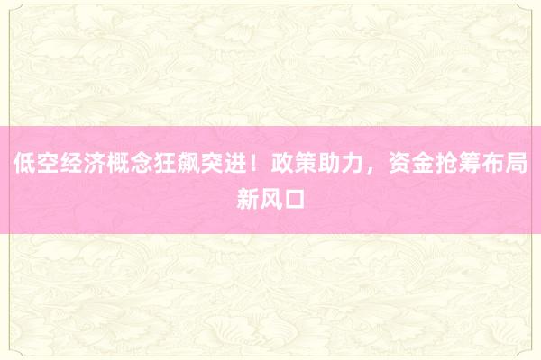 低空经济概念狂飙突进！政策助力，资金抢筹布局新风口