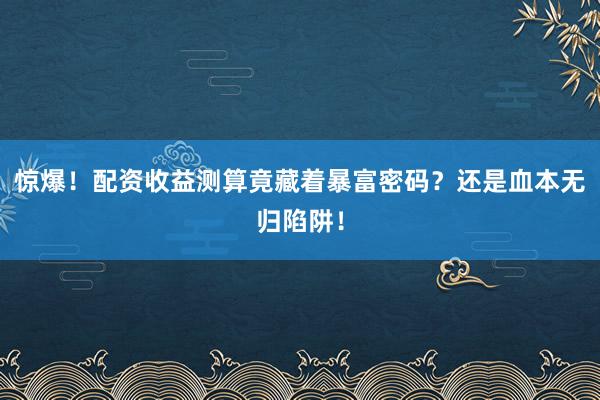 惊爆！配资收益测算竟藏着暴富密码？还是血本无归陷阱！