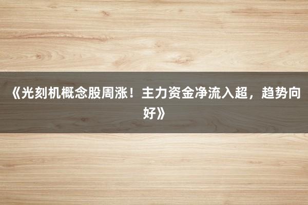 《光刻机概念股周涨！主力资金净流入超，趋势向好》