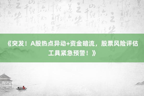 《突发！A股热点异动+资金暗流，股票风险评估工具紧急预警！》