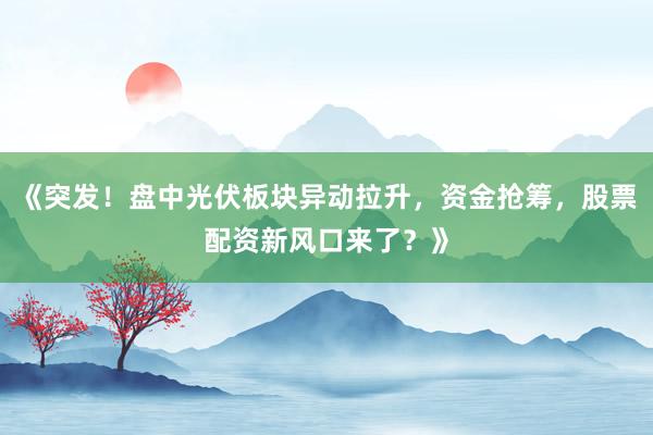 《突发！盘中光伏板块异动拉升，资金抢筹，股票配资新风口来了？》