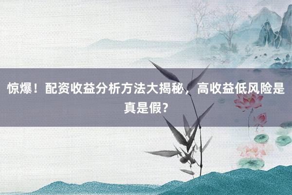惊爆！配资收益分析方法大揭秘，高收益低风险是真是假？