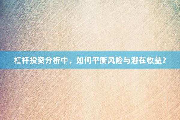 杠杆投资分析中，如何平衡风险与潜在收益？