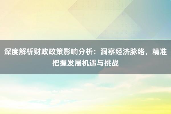深度解析财政政策影响分析:洞察经济脉络,精准把握发展机遇与挑战