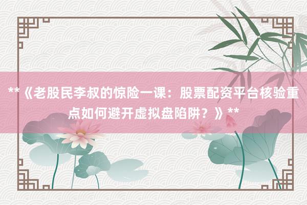 **《老股民李叔的惊险一课：股票配资平台核验重点如何避开虚拟盘陷阱？》**