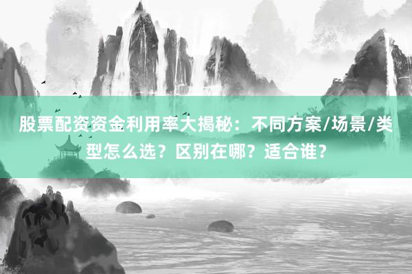 股票配资资金利用率大揭秘：不同方案/场景/类型怎么选？区别在哪？适合谁？