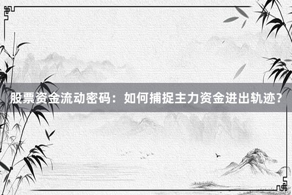 股票资金流动密码：如何捕捉主力资金进出轨迹？